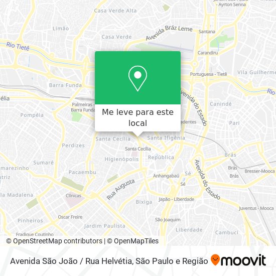 Avenida São João / Rua Helvétia mapa