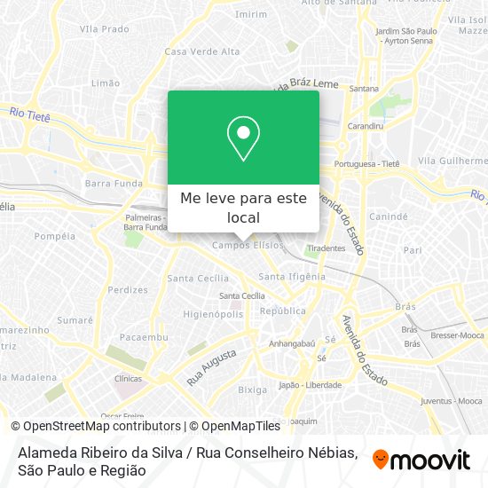 Alameda Ribeiro da Silva / Rua Conselheiro Nébias mapa