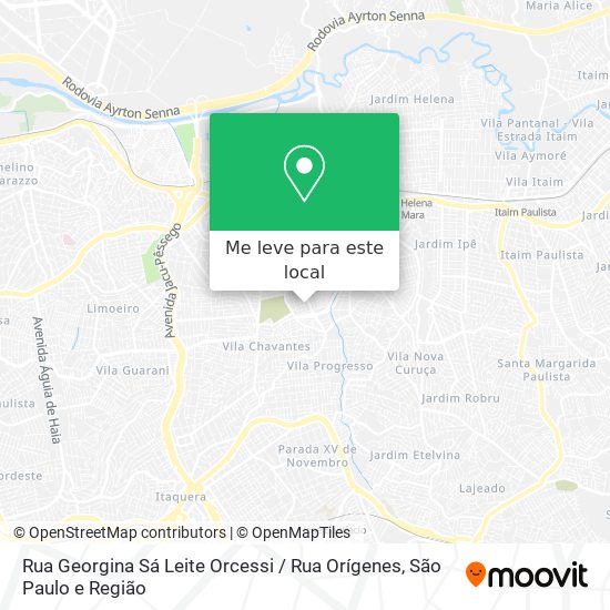 Rua Georgina Sá Leite Orcessi / Rua Orígenes mapa