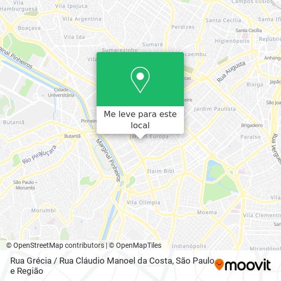 Rua Grécia / Rua Cláudio Manoel da Costa mapa