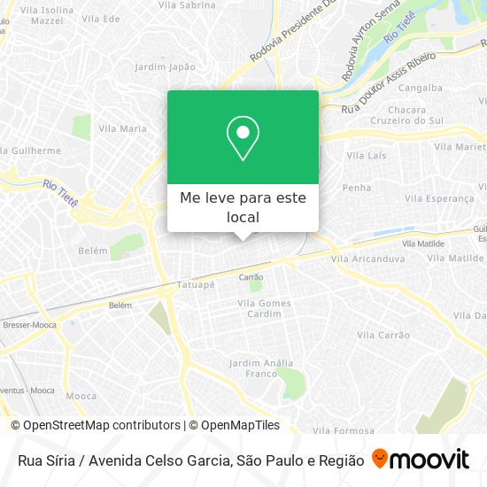 Rua Síria / Avenida Celso Garcia mapa