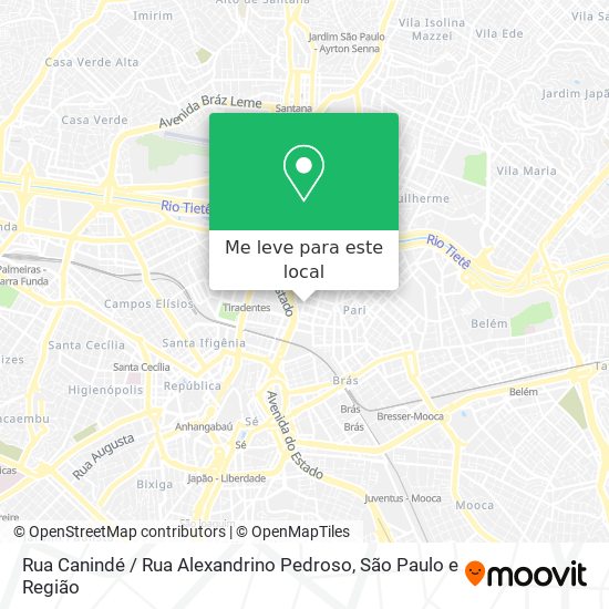 Rua Canindé / Rua Alexandrino Pedroso mapa