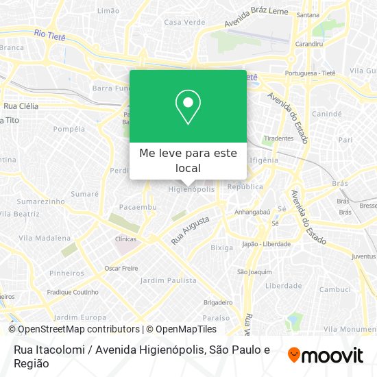 Rua Itacolomi / Avenida Higienópolis mapa