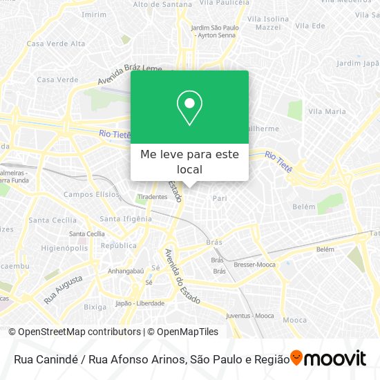 Rua Canindé / Rua Afonso Arinos mapa