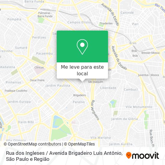 Rua dos Ingleses / Avenida Brigadeiro Luís Antônio mapa
