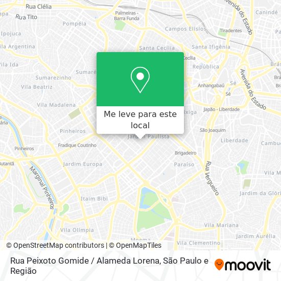 Rua Peixoto Gomide / Alameda Lorena mapa