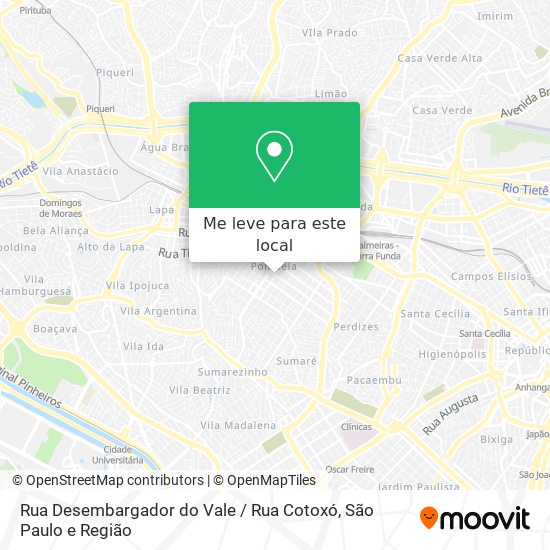 Rua Desembargador do Vale / Rua Cotoxó mapa