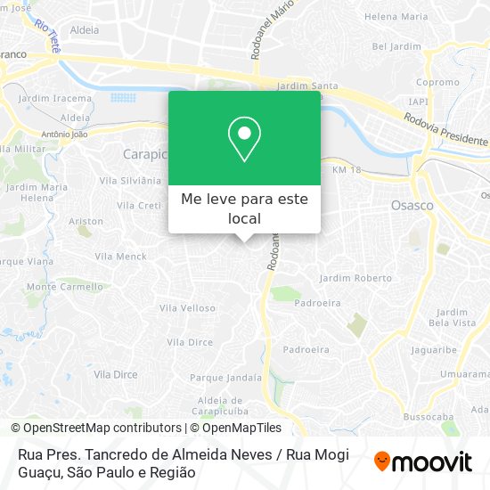 Rua Pres. Tancredo de Almeida Neves / Rua Mogi Guaçu mapa