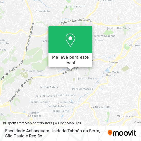 Faculdade Anhanguera-Unidade Taboão da Serra mapa
