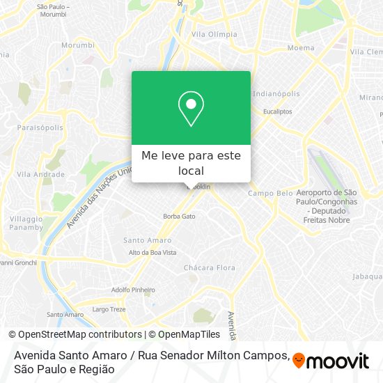 Avenida Santo Amaro / Rua Senador Mílton Campos mapa