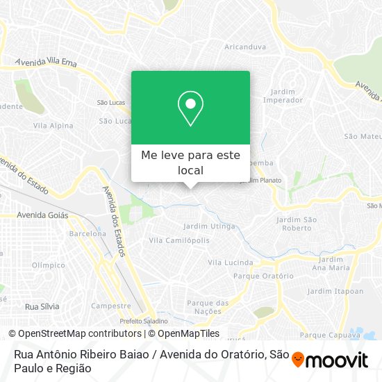 Rua Antônio Ribeiro Baiao / Avenida do Oratório mapa
