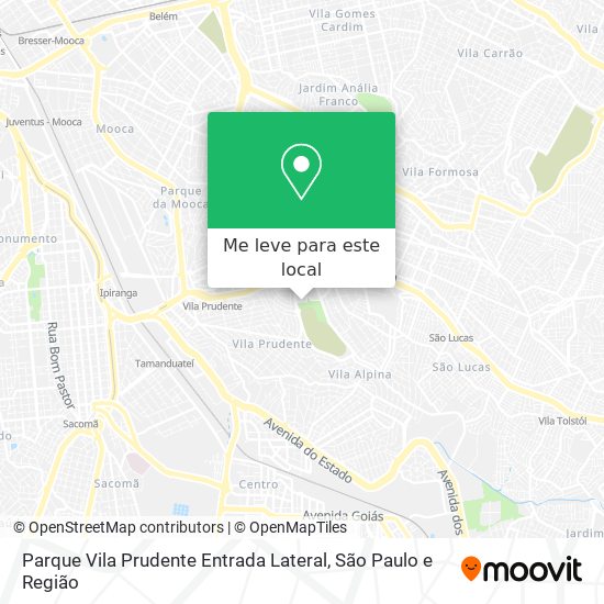 Parque Vila Prudente Entrada Lateral mapa