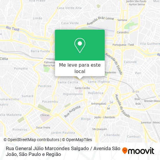 Rua General Júlio Marcondes Salgado / Avenida São João mapa