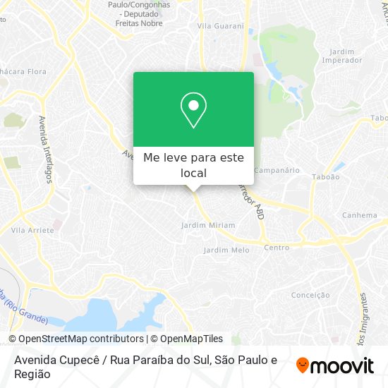 Avenida Cupecê / Rua Paraíba do Sul mapa