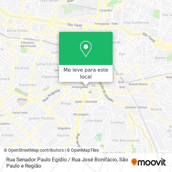 Rua Senador Paulo Egídio / Rua José Bonifácio mapa