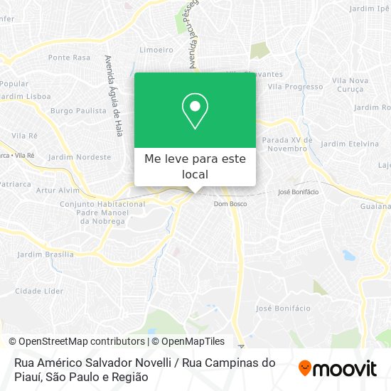 Rua Américo Salvador Novelli / Rua Campinas do Piauí mapa