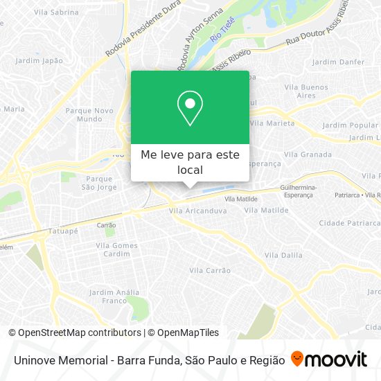 Uninove Memorial - Barra Funda mapa