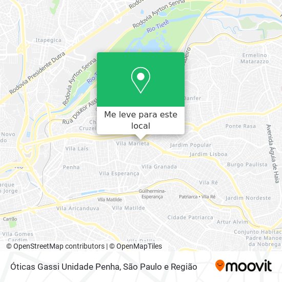 Óticas Gassi Unidade Penha mapa