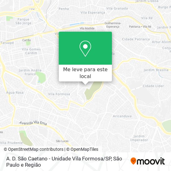 A. D. São Caetano - Unidade Vila Formosa / SP mapa