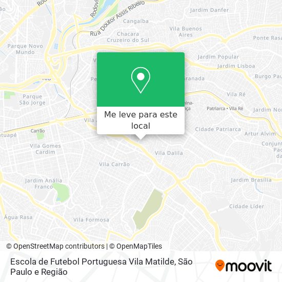 Escola de Futebol Portuguesa Vila Matilde mapa