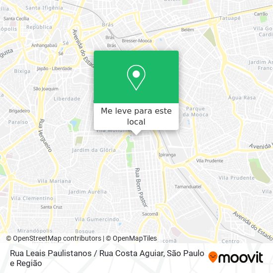 Rua Leais Paulistanos / Rua Costa Aguiar mapa
