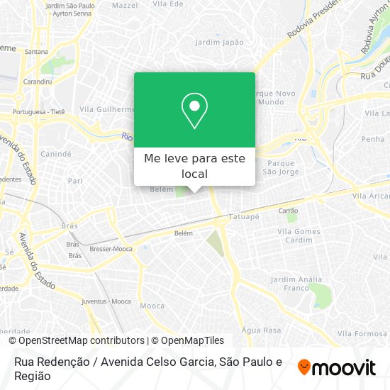 Rua Redenção / Avenida Celso Garcia mapa