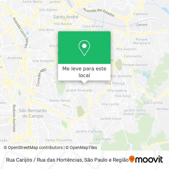 Rua Carijós / Rua das Hortências mapa