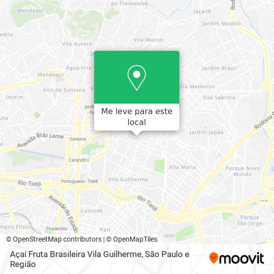 Açaí Fruta Brasileira Vila Guilherme mapa