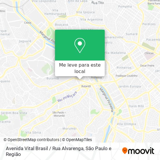 Avenida Vital Brasil / Rua Alvarenga mapa