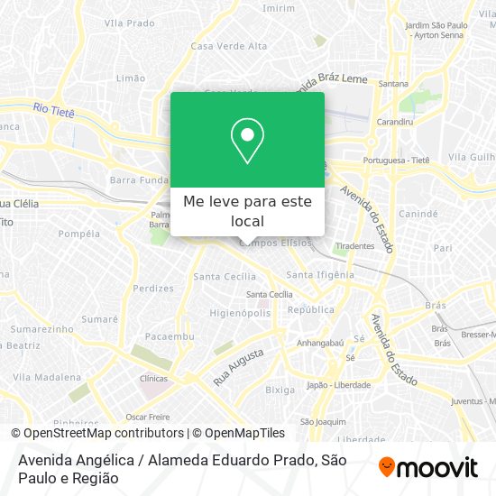 Avenida Angélica / Alameda Eduardo Prado mapa