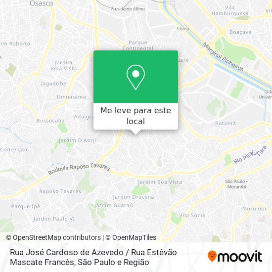 Rua José Cardoso de Azevedo / Rua Estêvão Mascate Francês mapa