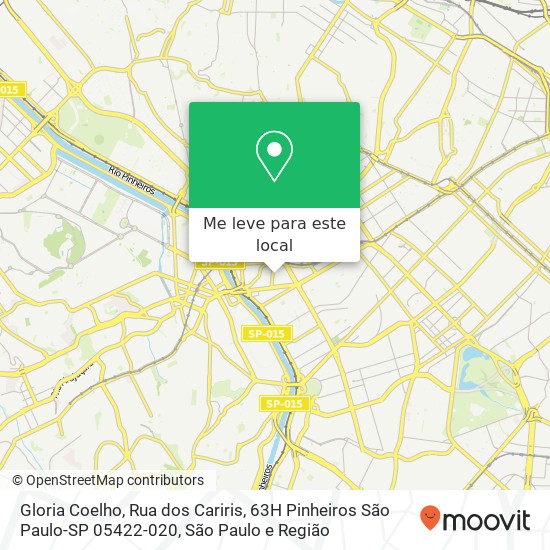 Gloria Coelho, Rua dos Cariris, 63H Pinheiros São Paulo-SP 05422-020 mapa