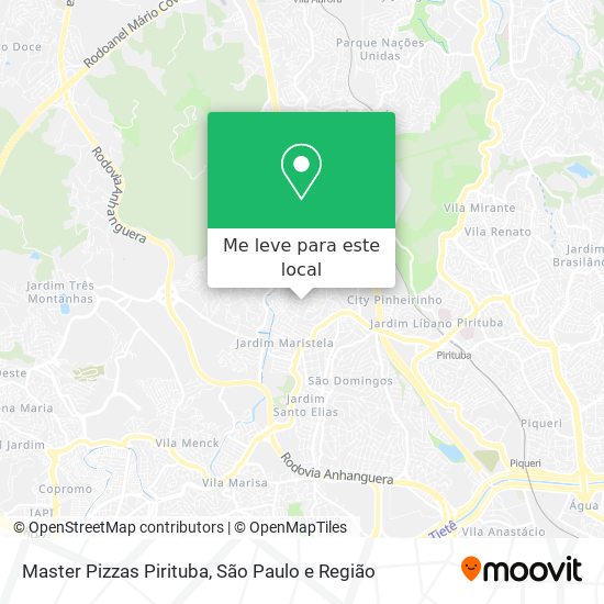 Master Pizzas Pirituba mapa