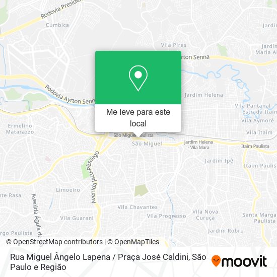 Rua Miguel Ângelo Lapena / Praça José Caldini mapa