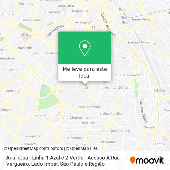 Ana Rosa - Linha 1 Azul e 2 Verde - Acesso À Rua Vergueiro, Lado Ímpar mapa