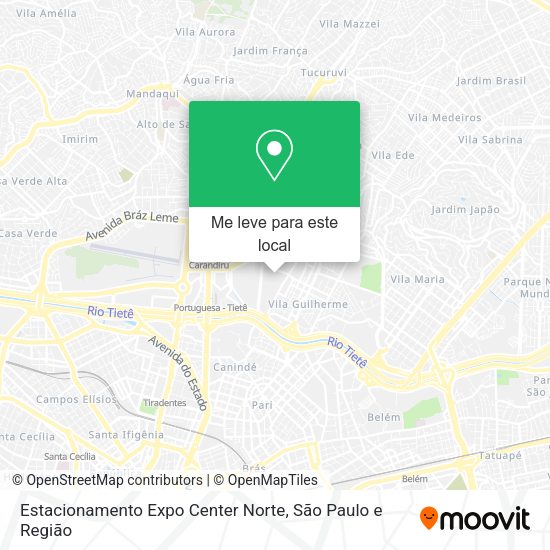 Estacionamento Expo Center Norte mapa