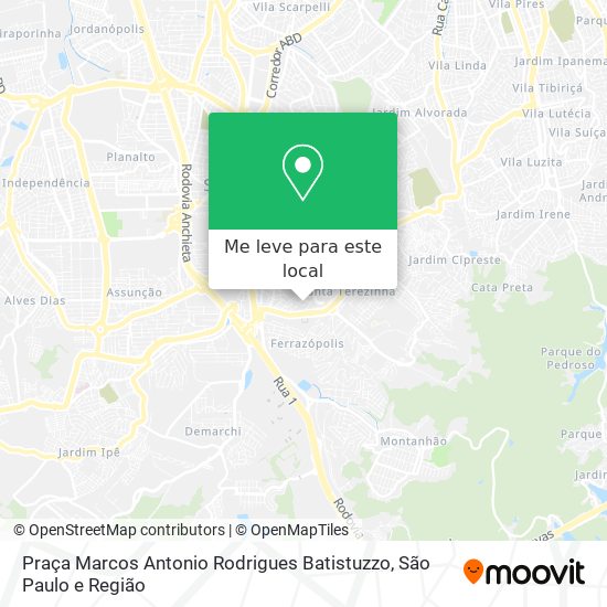 Praça Marcos Antonio Rodrigues Batistuzzo mapa