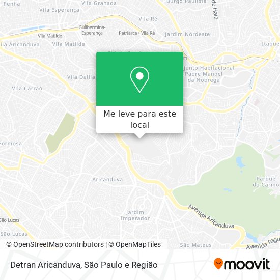 Detran Aricanduva mapa