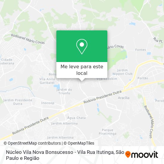 Núcleo Vila Nova Bonsucesso - Vila Rua Itutinga mapa