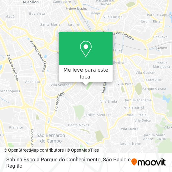 Sabina Escola Parque do Conhecimento mapa