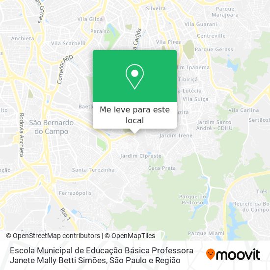 Escola Municipal de Educação Básica Professora Janete Mally Betti Simões mapa