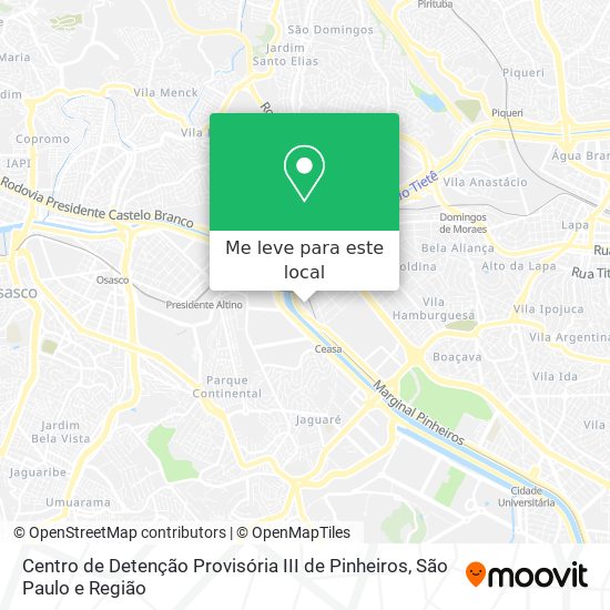 Centro de Detenção Provisória III de Pinheiros mapa