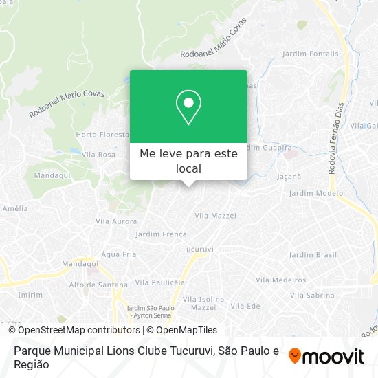 Parque Municipal Lions Clube Tucuruvi mapa