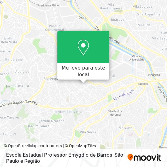 Escola Estadual Professor Emygdio de Barros mapa