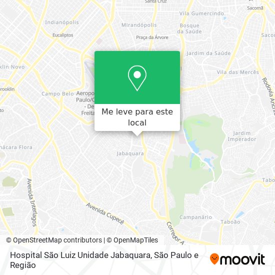 Hospital São Luiz Unidade Jabaquara mapa