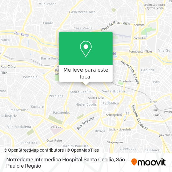 Notredame Intemédica Hospital Santa Cecília mapa