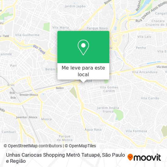 Unhas Cariocas Shopping Metrô Tatuapé mapa