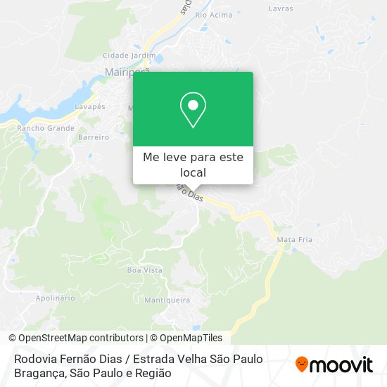 Rodovia Fernão Dias / Estrada Velha São Paulo Bragança mapa