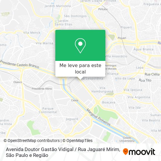 Avenida Doutor Gastão Vidigal / Rua Jaguaré Mirim mapa