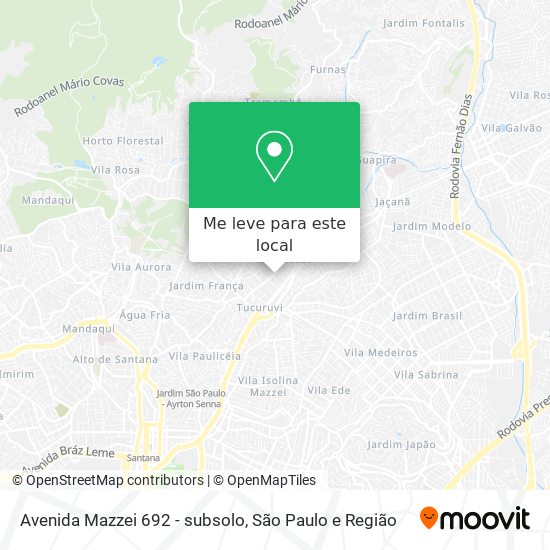 Avenida Mazzei 692 - subsolo mapa